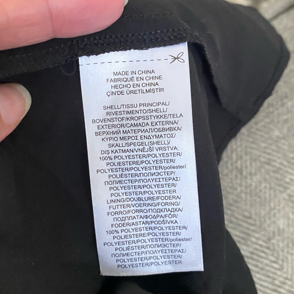 Lauren Ralph Lauren Black/Gray Lined V-Neck Faux Wrap Sheer Sleeve Dress Sz 14 - Picture 11 of 11